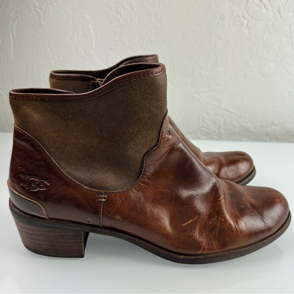 UGG Shoes - Ugg Boots Penelope Booties Solid Dark Brown‎ Genuine Leather Sheepskin Lined Zip